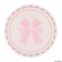 Pink Ballerina Party Bow Paper Dessert Plates-24Pk